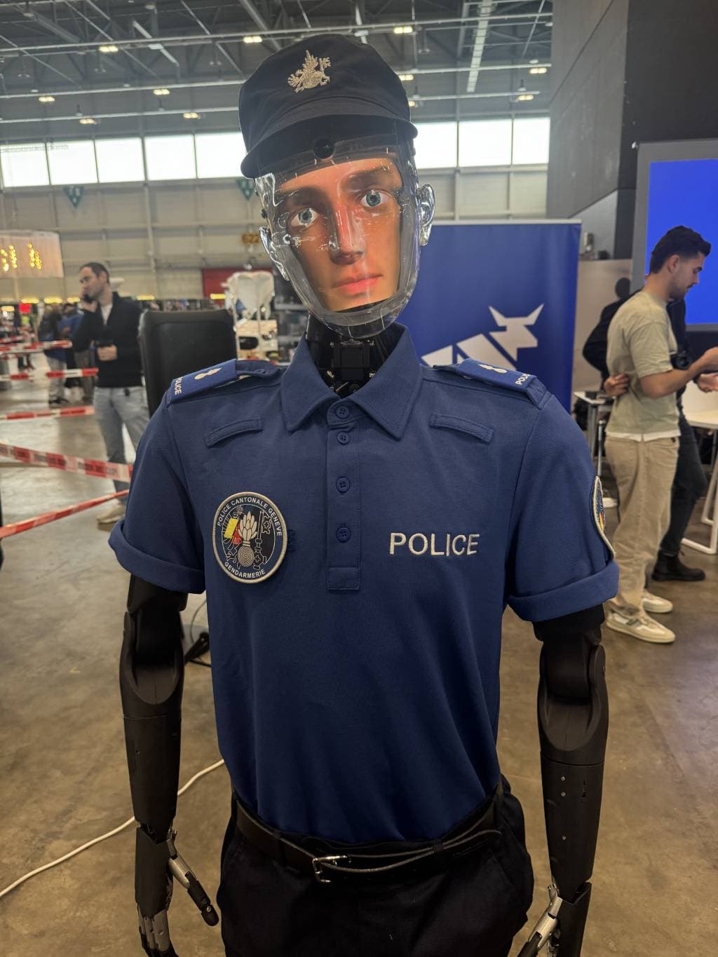 Robert the Robot in Geneva police uniform at Police Day 2025